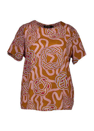 Olga de Polga top in our Loveknots printed cotton seersucker. Front view