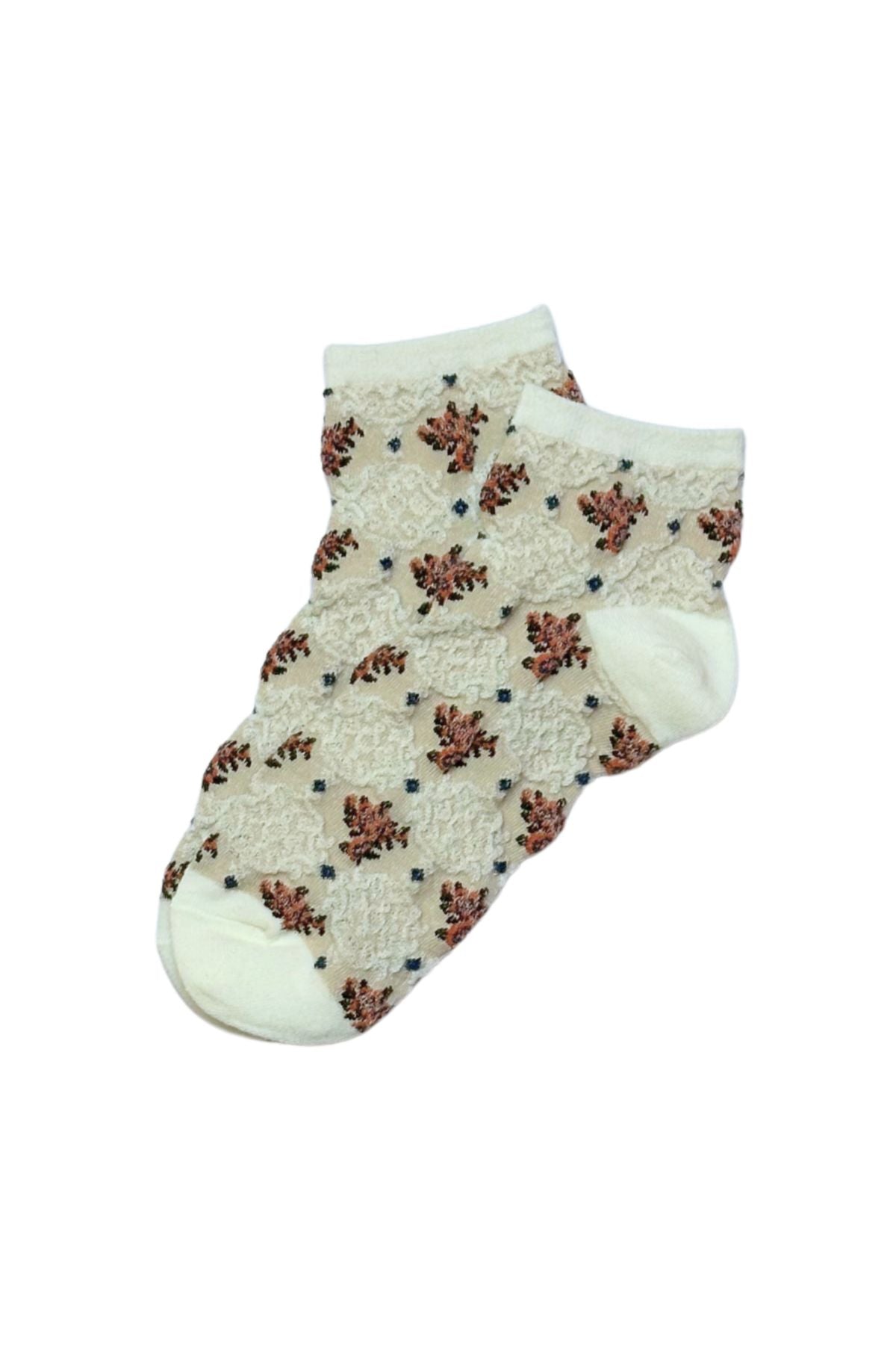 Olga de Polga Cream Crinkle cotton ankle socks