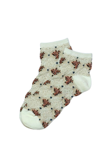 Olga de Polga Cream Crinkle cotton ankle socks