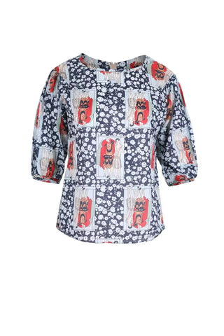 Felix Blouse Navy in Cotton