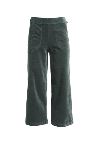 Olga de Polga Peggy Paris pants in soft cotton velvet. Cropped length. Large pockets, super comfy waistband and side zip. High waisted and very flattering on all body types. Front view