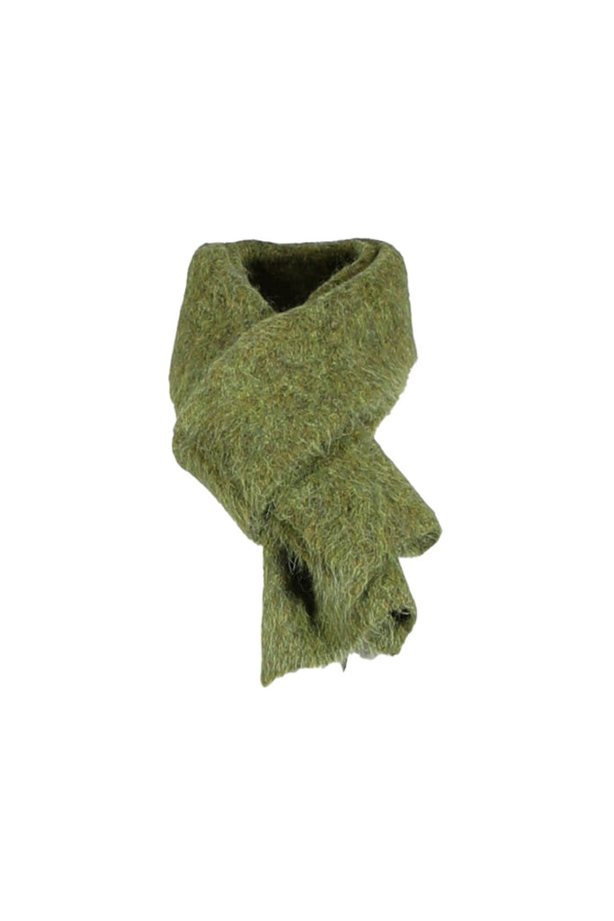 Olga de Polga Green Aspen knit scarf.74% Baby Alpaca; 25% Recycled Polyester; 1% Spandex