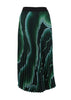 Olga de Polga Green Aurora printed pleat skirt with elasticated waistband. Front view.