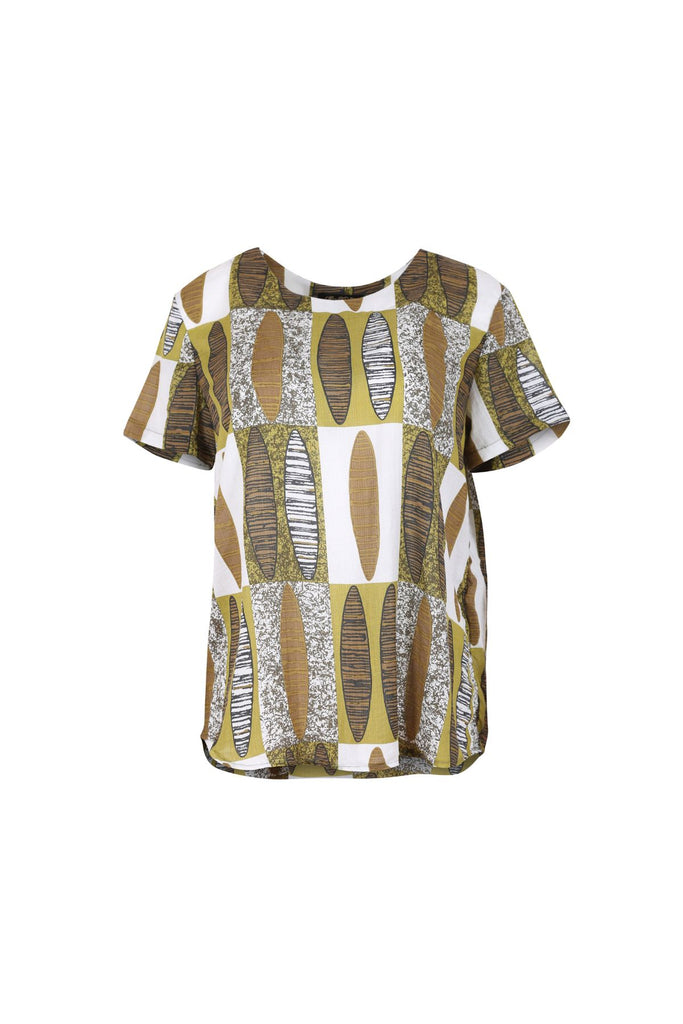 Olga de Polga printed women's top in the Barque print. Front
