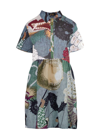 Olga de Polga Villa drop waist dress in the best selling Festival Green print. Front view