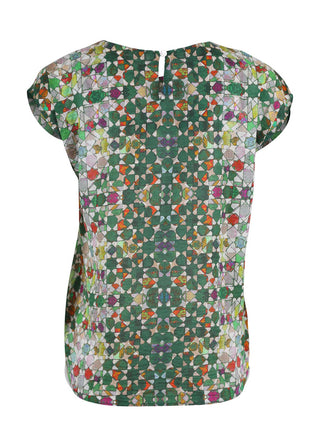 Olga de Polga tee in Green Kaleidoscope cotton seersucker. Back view