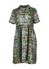 Olga de Polga Green Kaleidoscope printed cotton seersucker Villa Drop waist dress. Front view.