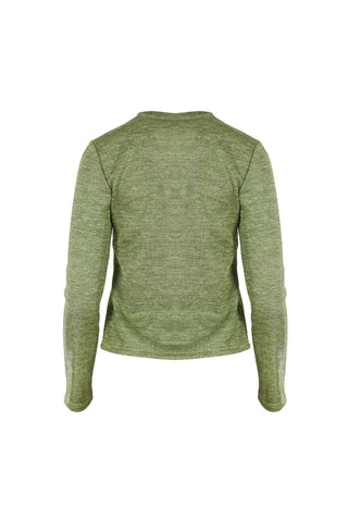 Olga de Polga Green lurex long sleeved top with a round neckline. Back view