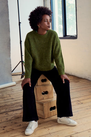 Aspen Knit Sweater Moss in Alpaca