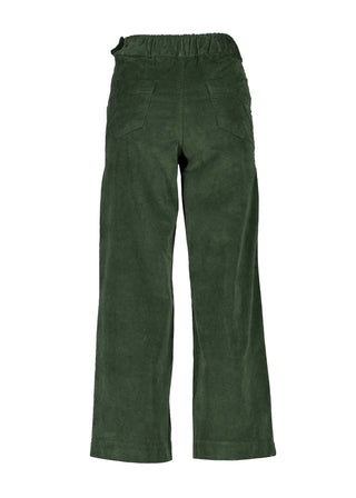 Olga de Polga Olive Green Fine Cord Peggy Pants. Cropped ankle length and large patch pockets, wit a side zip fastening. Our best selling pants.  Back