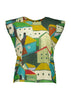 Olga de Polga classic tee in our Liberty collection print Green Pueblito printed cotton. Round neck. Cap sleeves. 