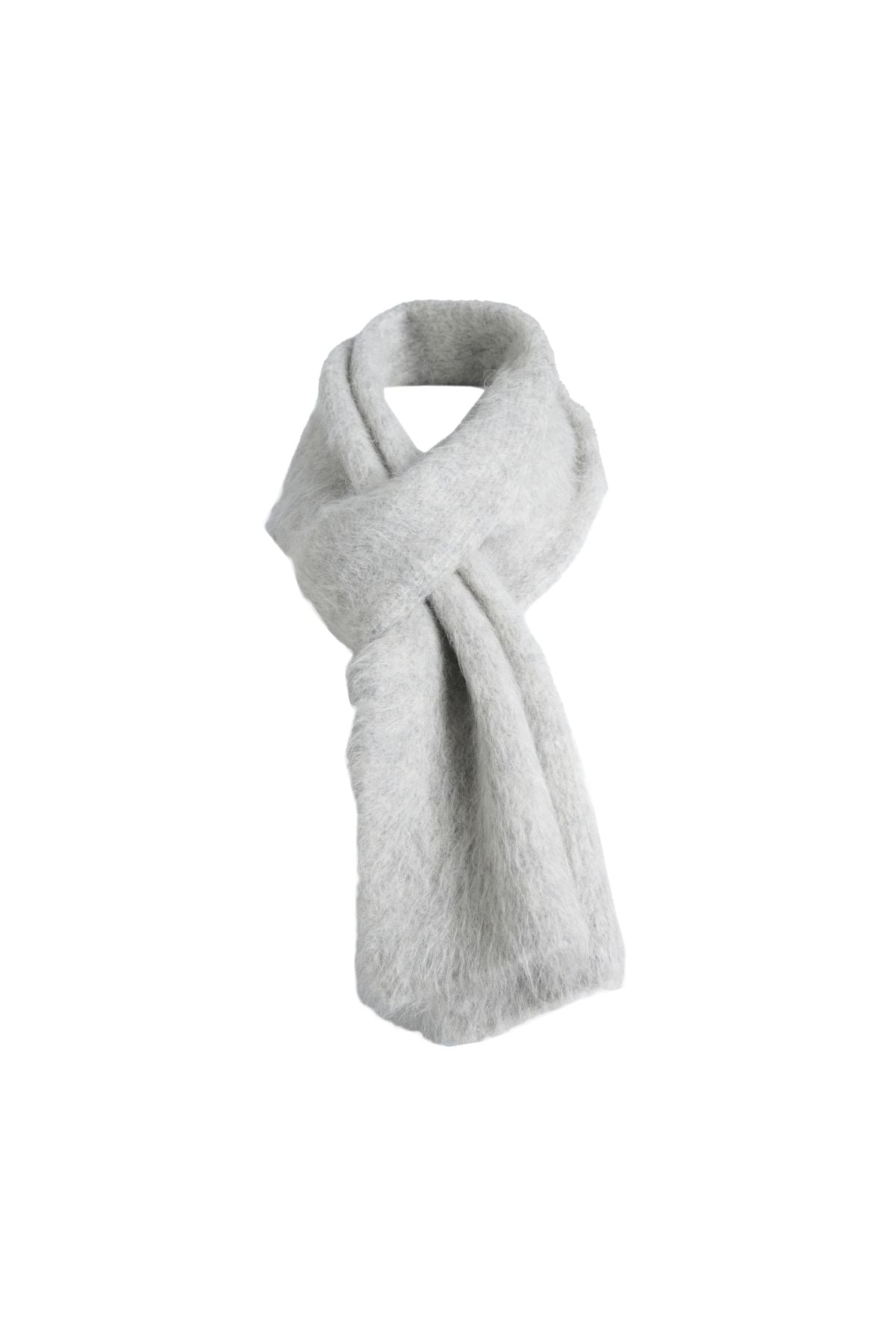 Olga de Polga light grey Aspen knit scarf in alpaca