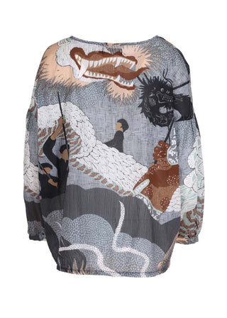 Olga de Polga Leila blouse in cotton. Caramel Festival. Back view