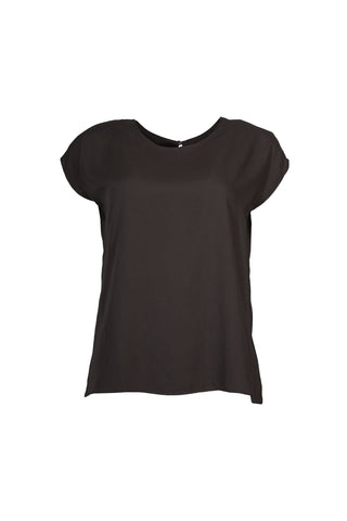 Olga de Polga smokey slate Grey silky soft tencel tee. Front view
