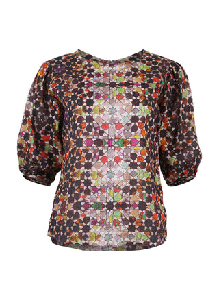 Kaleidoscope Blouse Grey in Seersucker