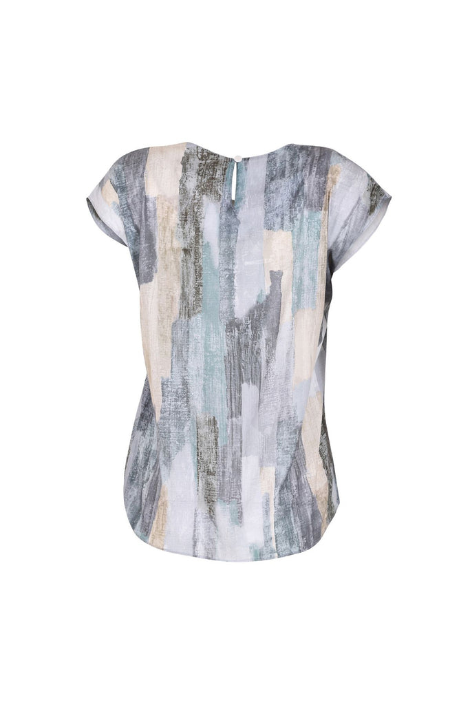 Olga de Polga Grey Providencia printed Tee in 100% Cotton, with a round neckline and cap sleeves. This classic tee finishes at the hip. Back view