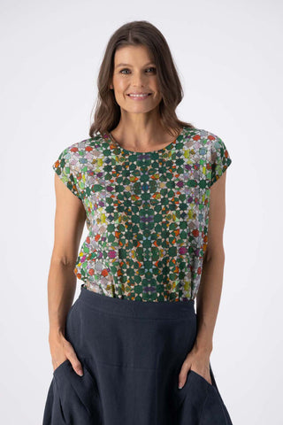 Kaleidoscope Tee Green in Seersucker
