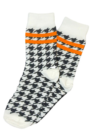 Happy Houndstooth Socks Black