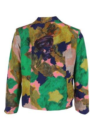 Olga de Polga Esprit jacket in Jungle Fiorella printed viscose. Open front with no fastening. Fully lined.  Back view