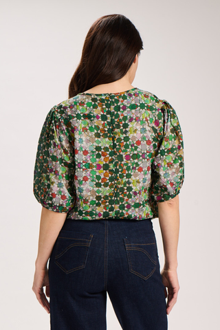 Kaleidoscope Blouse Green in Seersucker