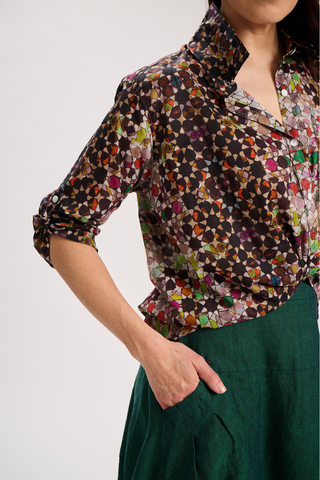 Kaleidoscope Shirt Grey in Cotton Voile
