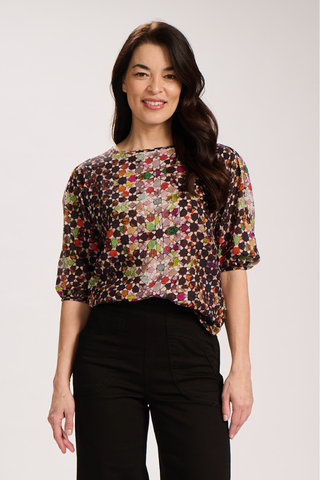 Kaleidoscope Blouse Grey in Seersucker