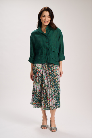 Kaleidoscope Pleated Skirt Green