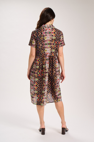 Kaleidoscope Villa Dress Long Grey in Cotton Voile