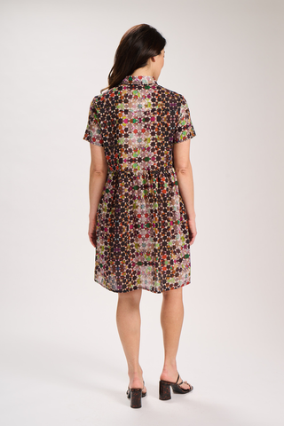 Kaleidoscope Villa Dress Grey in Cotton Voile