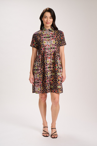 Kaleidoscope Villa Dress Grey in Cotton Voile