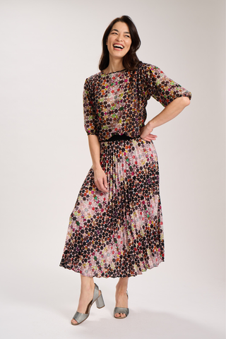 Kaleidoscope Pleated Skirt Grey
