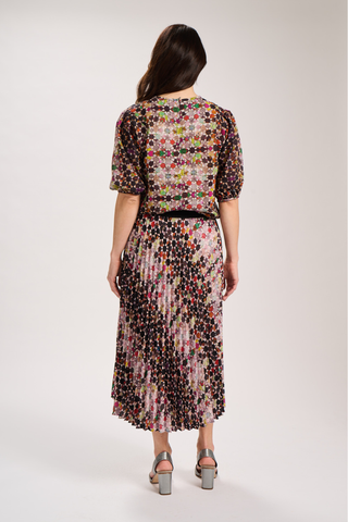 Kaleidoscope Pleated Skirt Grey
