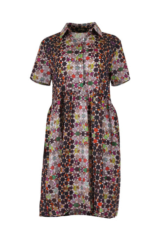 Kaleidoscope Villa Dress Grey in Cotton Voile