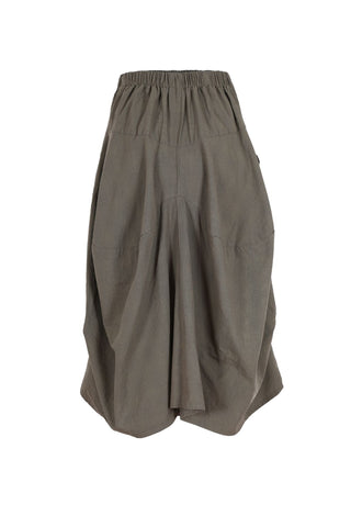 Olga de Polga Milwaukee skirt in Khaki Textured cotton. Mid-weight slightly textured cotton with a fine check pattern and heavy drape. Back