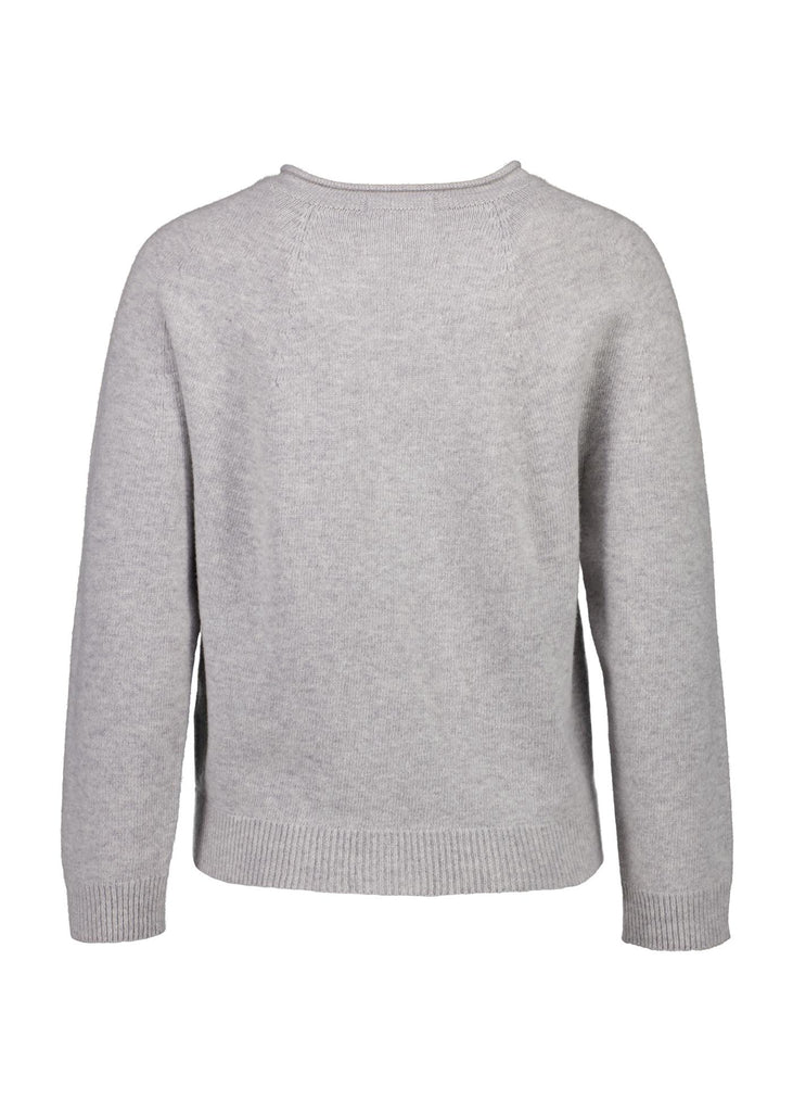 Light Grey Olga de Polga Kyoto cardigan in a wool cashmere blend.  Back