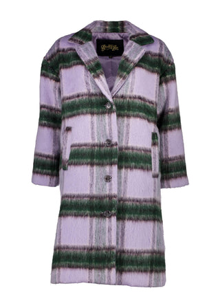 Olga de Polga Lilac Highland coat in wool and recycled polyester. Front