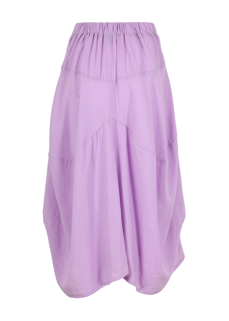 Olga de Polga Milwaukee Luminary skirt in Lilac soft slub linen and tencel blend. Back view