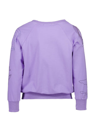 Olga de Polga Lilac Montage sweatshirt in a cotton tencel blend. Ribbing at the neck, cuffs and hem. Back