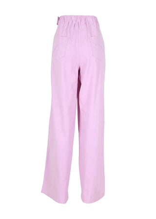 Olga de Polga Lilac Peggy Isabella Pants in a deluxe slub linen blend. Long Version.  Back version