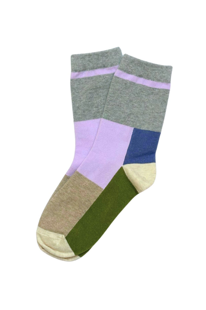 Olga de Polga Rubix cotton Socks Lilac and Grey 