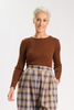 Mila Ribbed Top Chocolate in Jersey Cotton