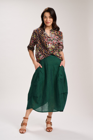Milwaukee Alta Luxe Skirt Deep Emerald in Linen
