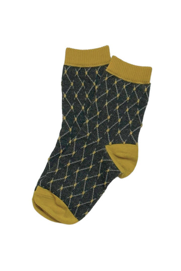 Olga de Polga Crinkle Diamond Socks Mustard/Grey