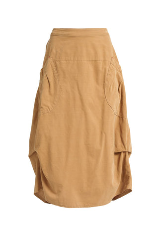 Olga de Polga Milwaukee Marlowe skirt in Mustard fine cotton cord. Comfy waistband making it the perfect throw-on-and-go!  Front view
