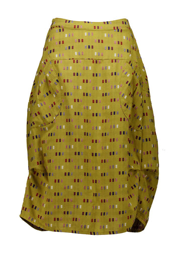 Olga de Polga Milwaukee skirt in Mustard Telegraph woven cotton. Front