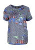 Olga de Polga Navy printed top in cotton. Navy Ferris Wheel print. Front view