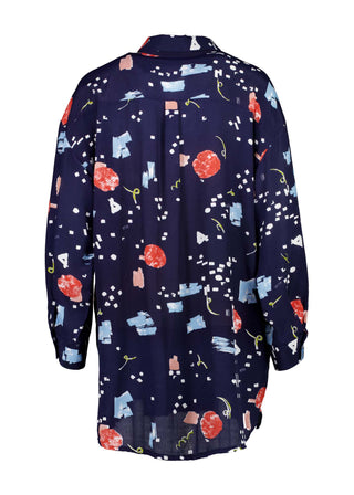 Olga de Polga LAX shirt in an oversized fit with long sleeves and button down front. Tie at the waist or wear loose over a t-shirt. Back view