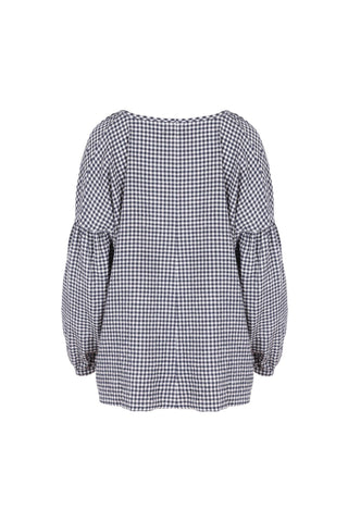 Olga de Polga Leila gingham blouse with long sleeves. Back view