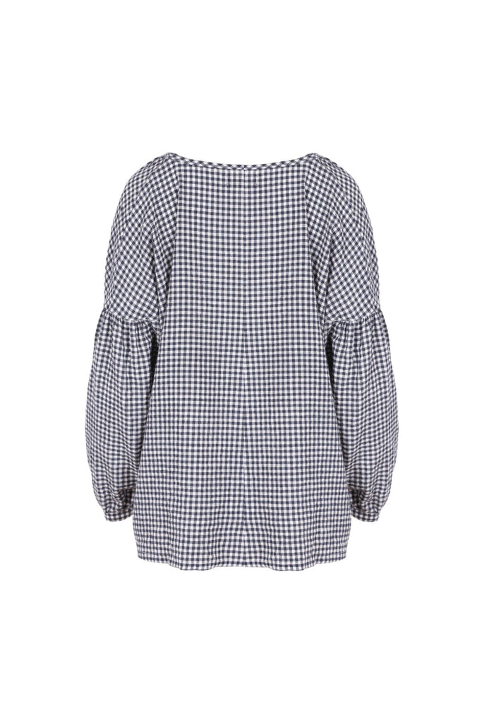 Olga de Polga Leila gingham blouse with long sleeves. Back view