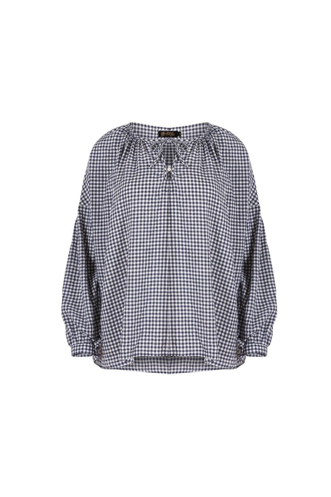 Olga de Polga Leila gingham blouse with long sleeves. Front view